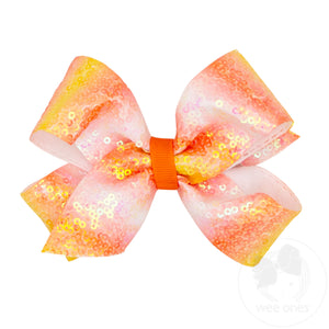 Medium Candy Corn Print Sequin Hair Bow